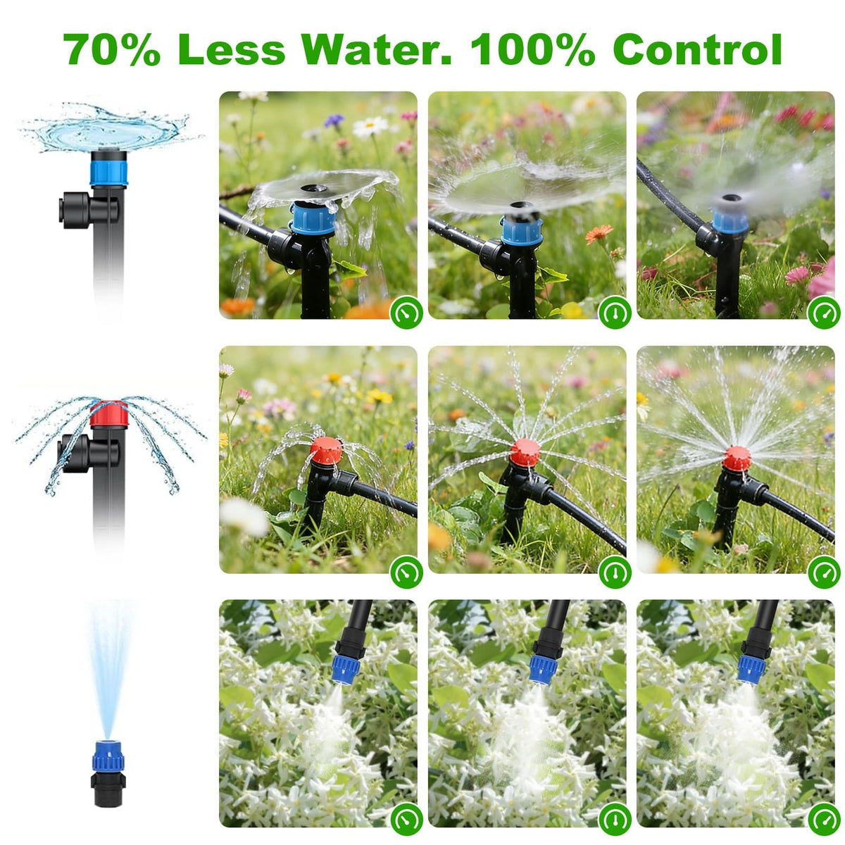 250FT Drip Irrigation System Kit New Quick-Connect, Automatic Garden Watering Misting System for Greenhouse, Yard, Lawn, Plant with 5/16 inch Hose 1/4 inch Distribution Tubing and Accessories