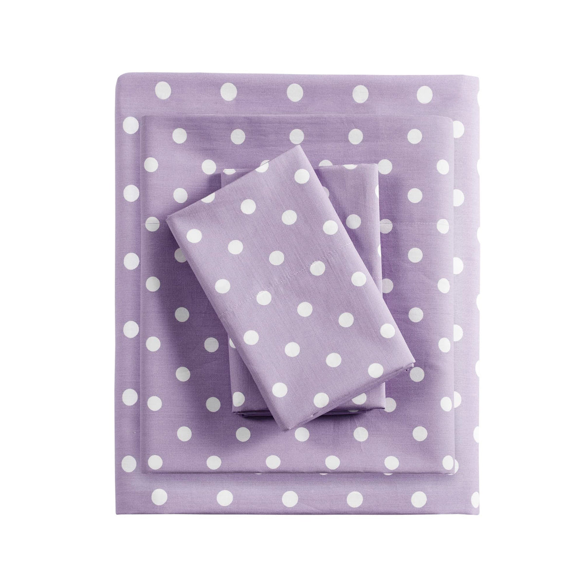 Intelligent Design Purple Twin Size Sheet Sets Kids Polka Dot Sheets for Girls 100% Cotton Percale Soft Flat and Fitted Sheet, Pillowcase, Breathable All Season Bed Set, Fits up to 14" Mattress