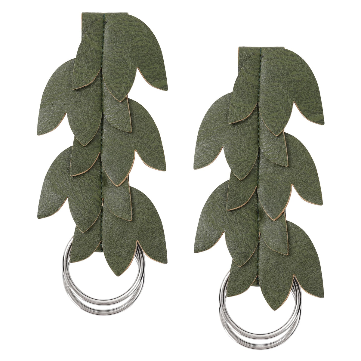 FURPHI Renaissance Skirt Hikes Faux Leather Leaf Medieval Ren Faire Cosplay Dress Waistband Accessories 2PCS Green