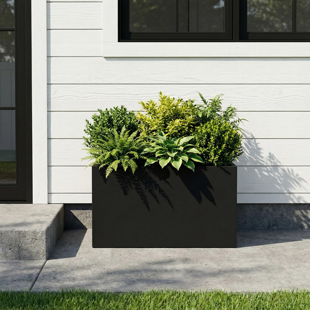 Casaphoriar Metal Planter Box 16"x10"x10", Rectangular Planter and Drainage Holes, Perfect for Outdoor Patio and Balcony Decor, Black