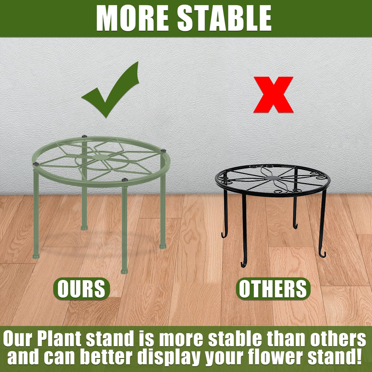 lokeisna Set of 8 Plastic Planter & Metal Plant Stands for Home Indoor and Outdoor