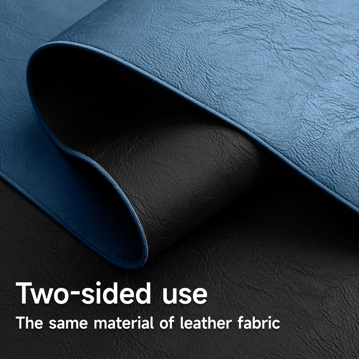 Double-Sided Faux Leather Table Runner, Blue & Black Reversible, Waterproof Heat Resistant Non-Slip Wipeable Oil-Proof Tablecloth, for Dining/Coffee/TV Stand/Dresser 13x72 inch