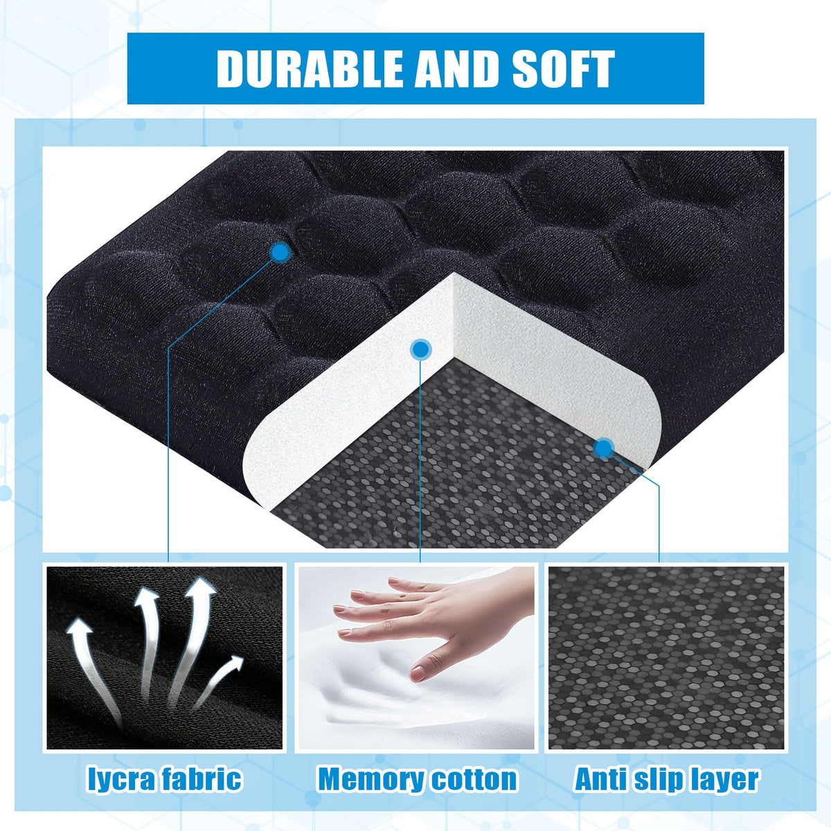 L-Shaped Desk Elbow Pads (2-Pack) - Adjustable Spacing Memory Foam Desk Edge Cushion for Forearm & Wrist Support, Ergonomic Desk Arm Rest for Office, Gaming