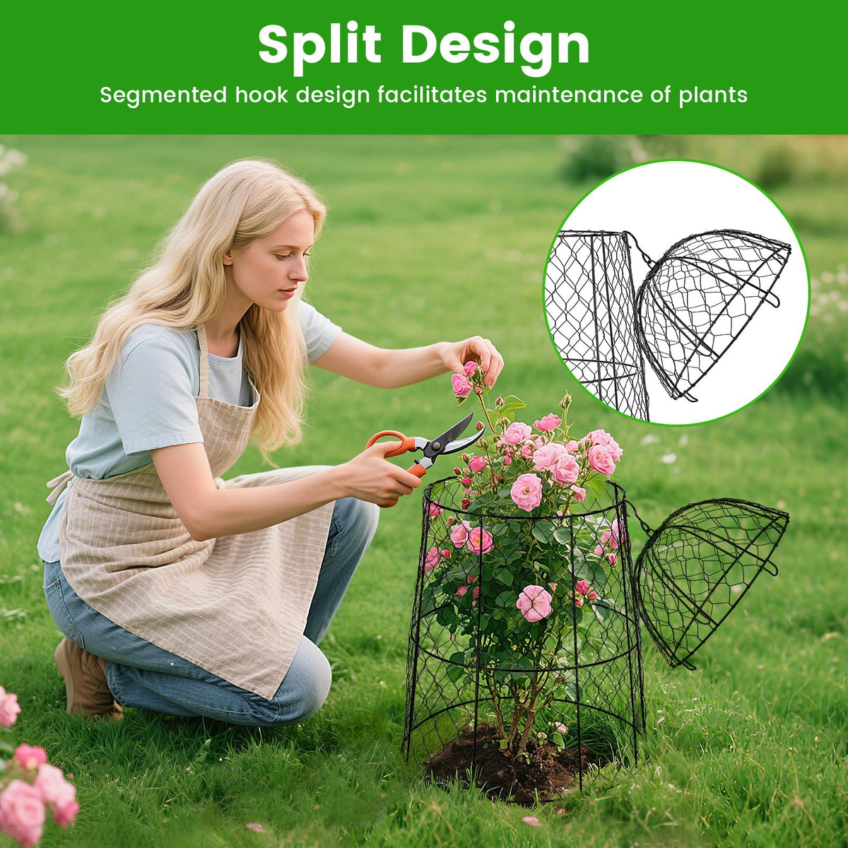 DFJFIFF Chicken Wire Plant Covers,20×12.6in Large Size Rust-Proof Plant Cages for Outdoor Plants, Flip-top Design for Easy Assembly,Rugged,Plants Protectors from Animals, 6-Pcs