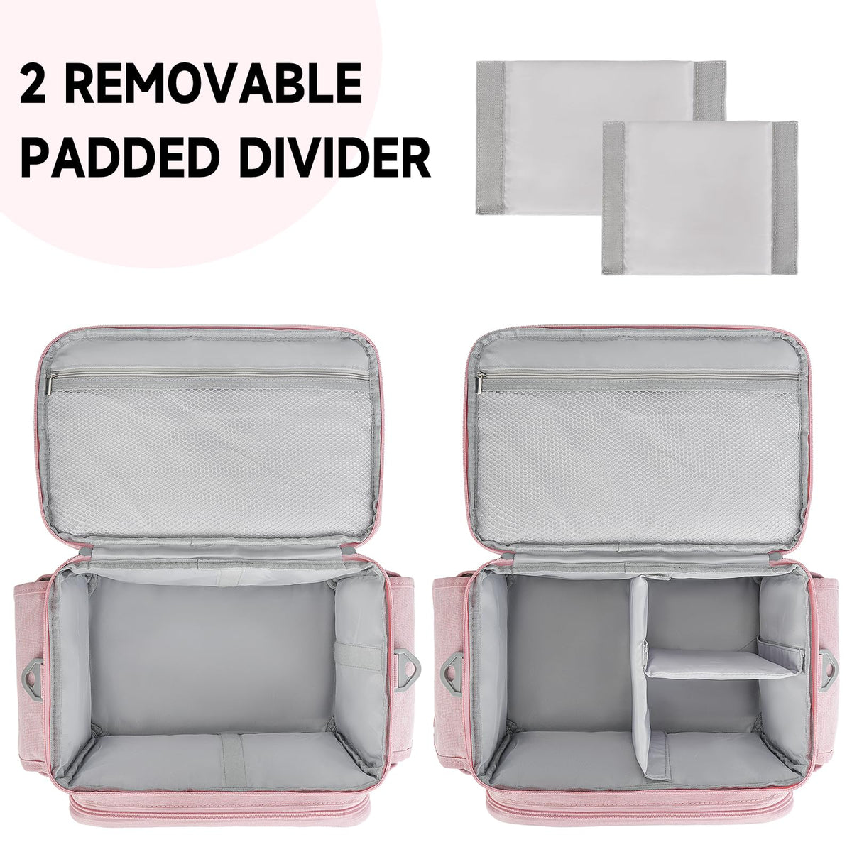 LEFOR·Z Large Sewing Supplies Organizer Storage Bag,Double-Layer Protable Travel Sewing Basket for Sew Accessories & Tools,Pink(Bag Only)