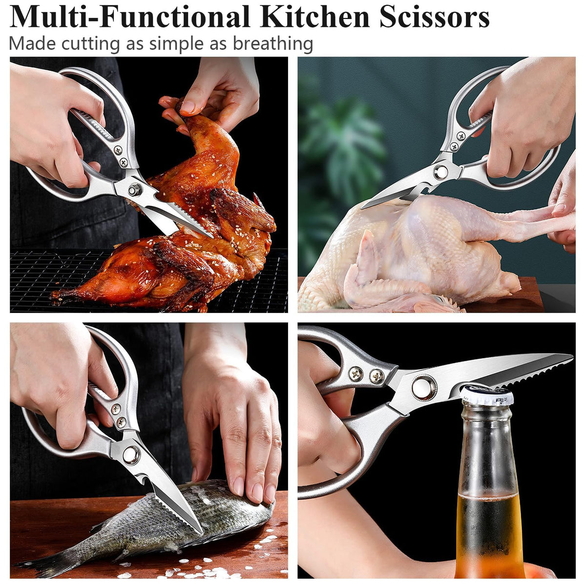 RINPIR 35pcs Deluxe Grilling Gifts Set for Birthday Fathers Day, Stainless Steel BBQ Accessories Kit for Men Dad, Professional Grill Tools Utensils with Scissors, Meat Claws in Aluminum Case Black