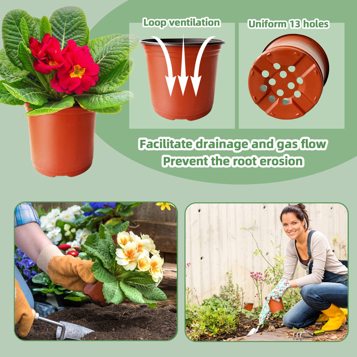 Baaxxango 100 Pcs Plant Nursery Pots,6 Inch Thicker Plastic Seedling Pots with Holes,Seed Starting Pot Flower Plant Container for Succulents,Seedlings,Cuttings,Transplanting