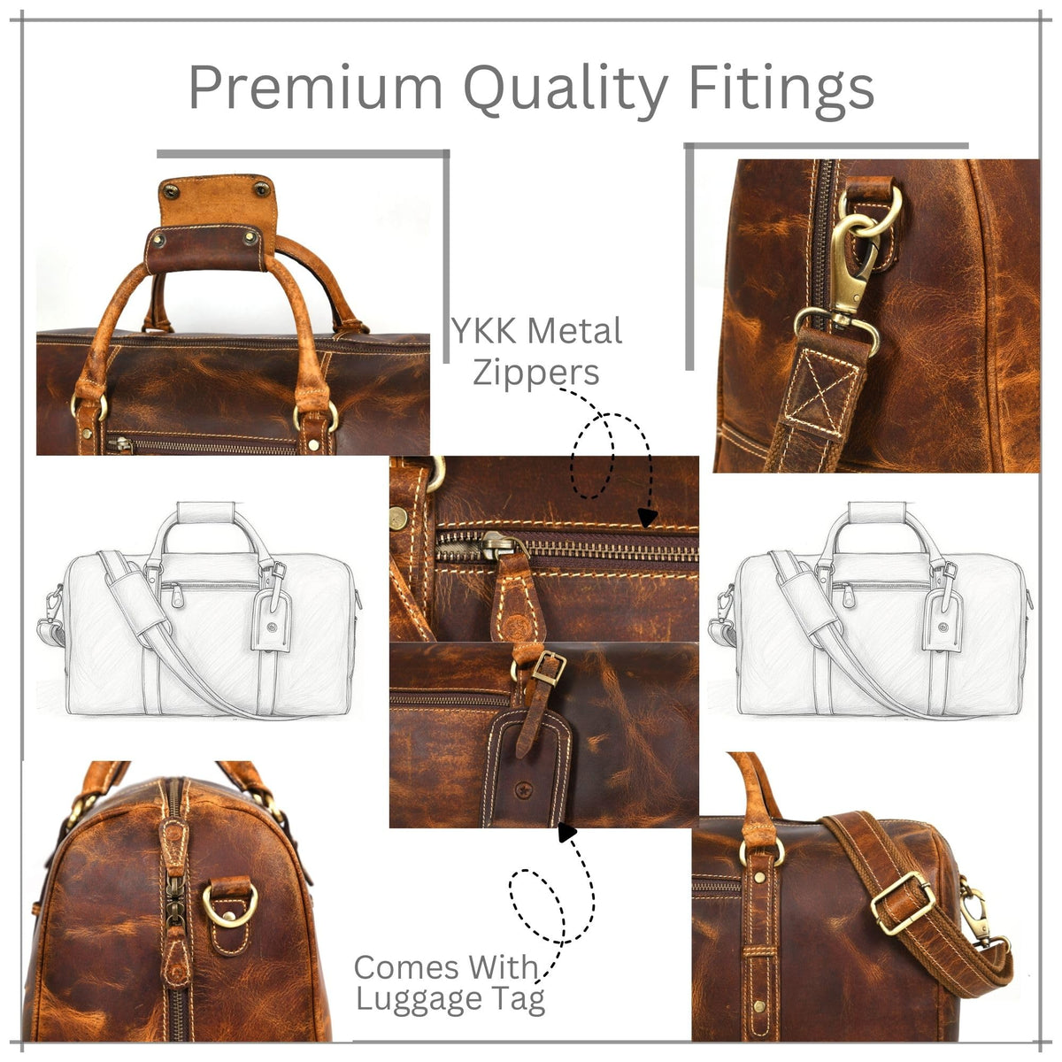 Aaron Leather Goods – Full Grain Leather Duffel Bags for Travel, Weekend, Overnight, and Sports Gym | Stylish Bags for Men and Women.