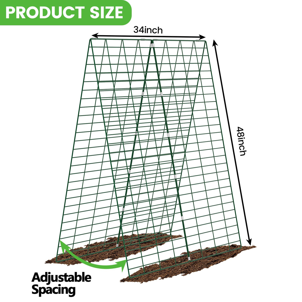 Toriexon Foldable Cucumber Trellis, 48" L x 34" W A-Frame Trellis, Climbing Plants Support Raised Bed Trellis with Twist Ties & Plant Bags for Outdoor Yards Gardens