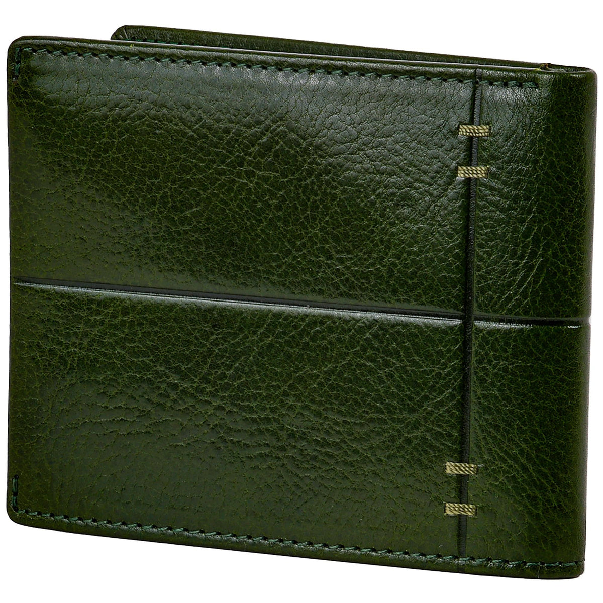 Time Resistance Leather Wallet – Italian Handmade Minimalist Design Wallet - Billfold Credit Card and Cash Holder (Green)