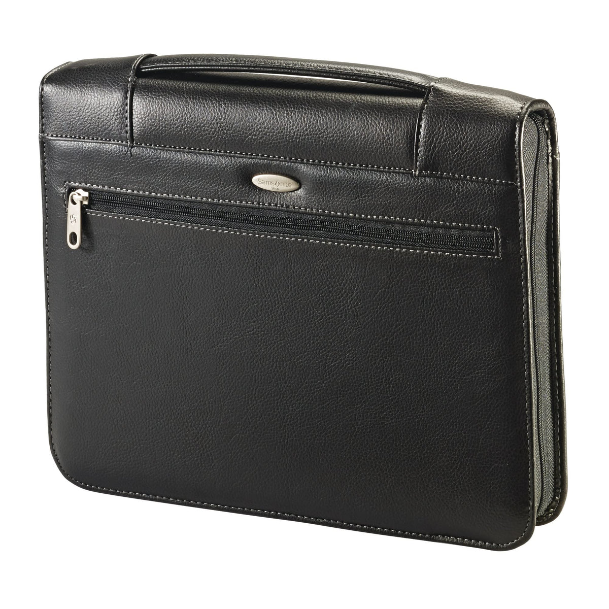 Samsonite® Zip-Around Vinyl 3-Ring Padfolio, 12 1/2" x 13 3/8" x 2 1/4", black