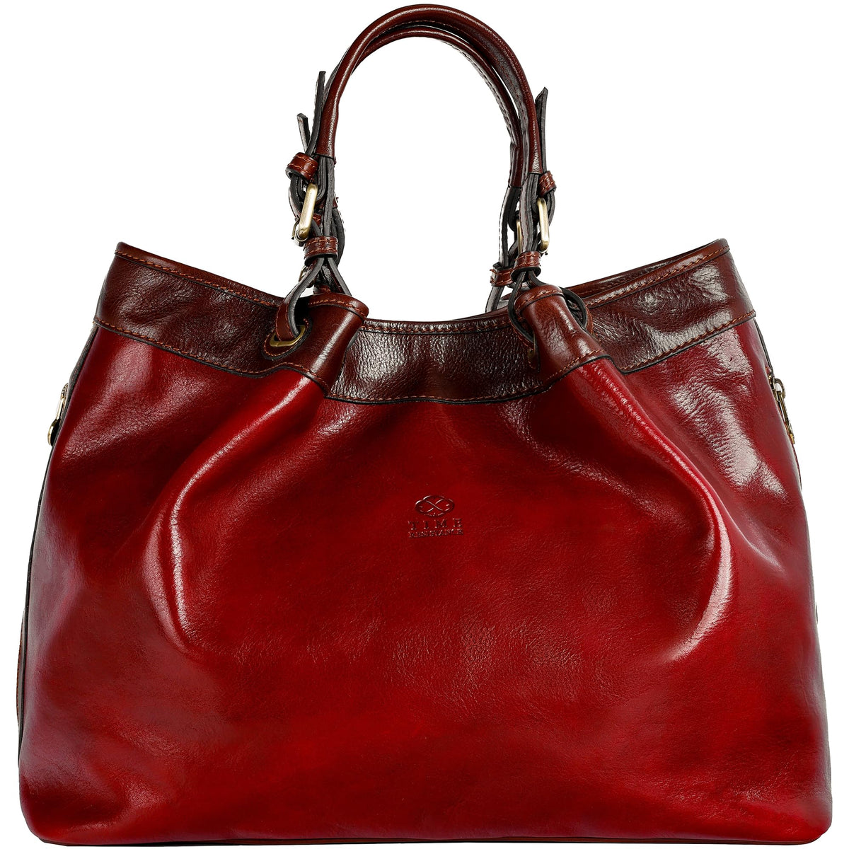 Time Resistance Leather Handbag - Full-Grain Leather Top Handle Purse for Women (Red)