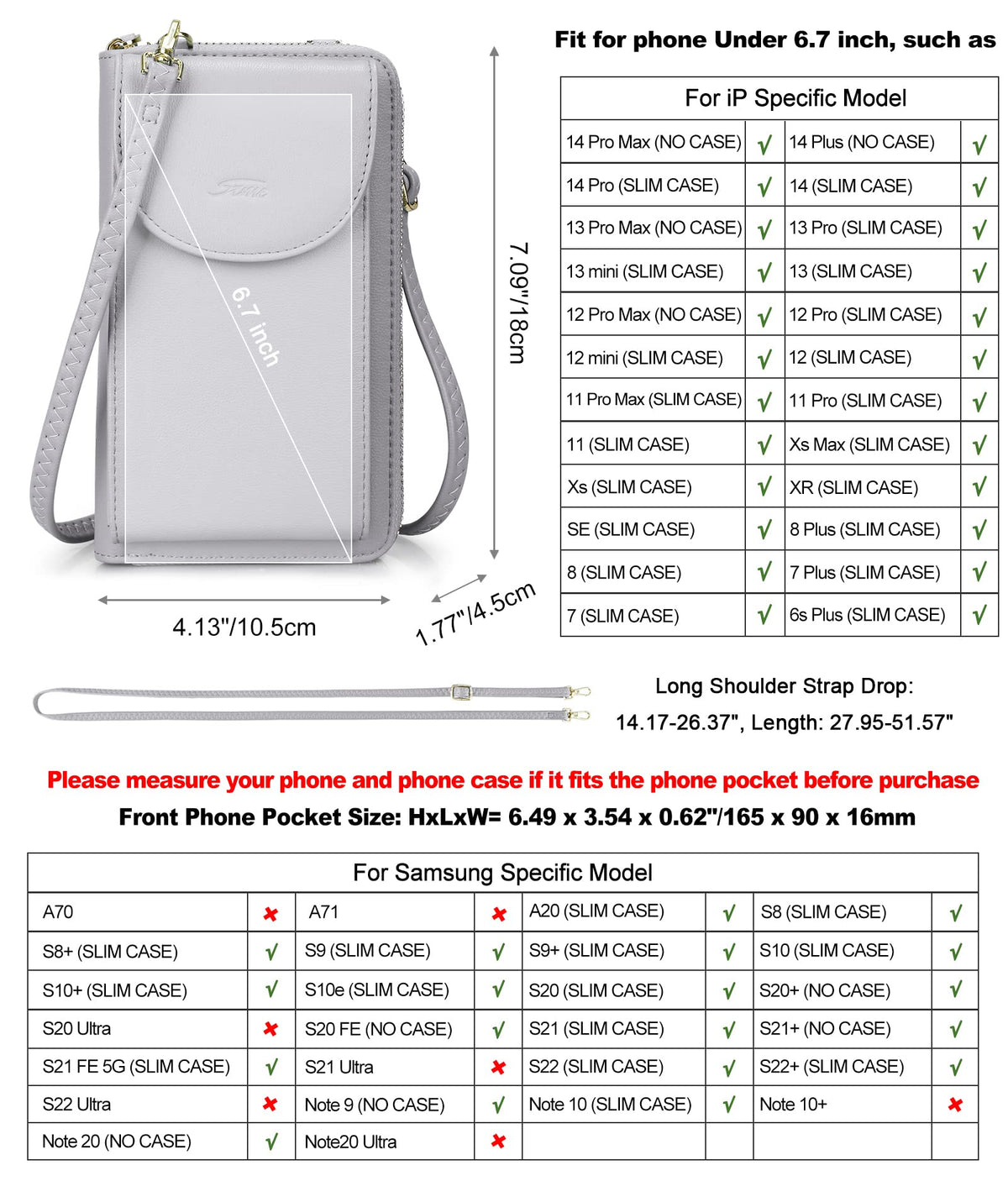 S-ZONE Small Crossbody Bags for Women Cell Phone Purse RFID Blocking Wallet Purses with Credit Card Slots