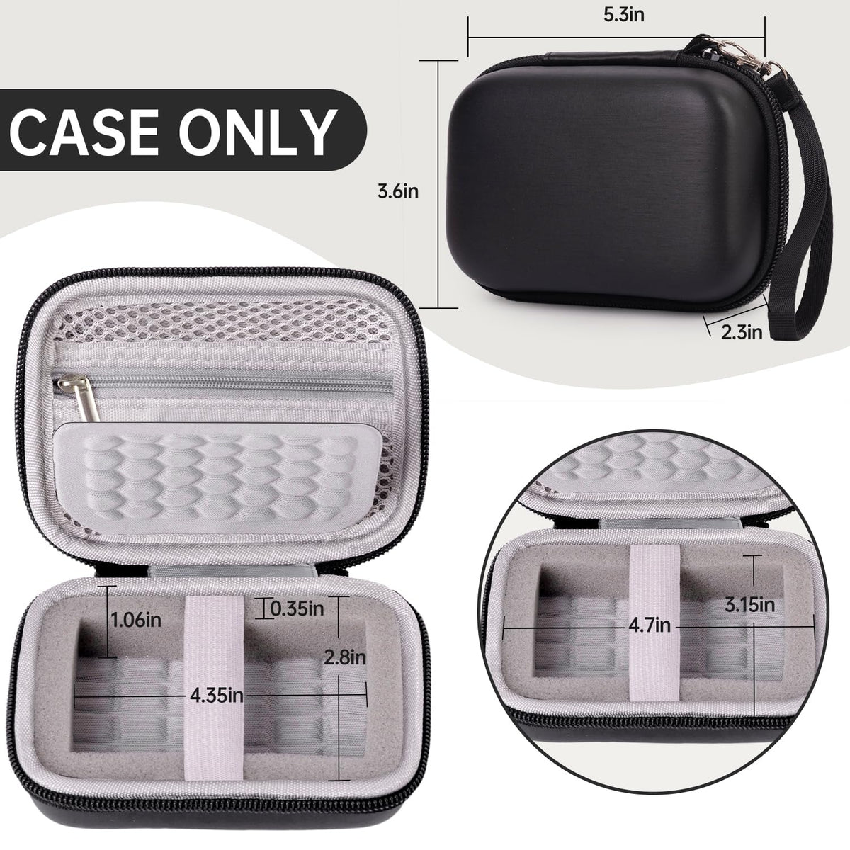 Digital Hard Camera Case Compatible with KODAK PIXPRO FZ55 FZ45/CAMKORY/CANON IXUS/SONY DSC W830 Compact Camera Pouch for Travel,Small Carrying with Mesh Pocket for USB And Charger Storage(Blcak)