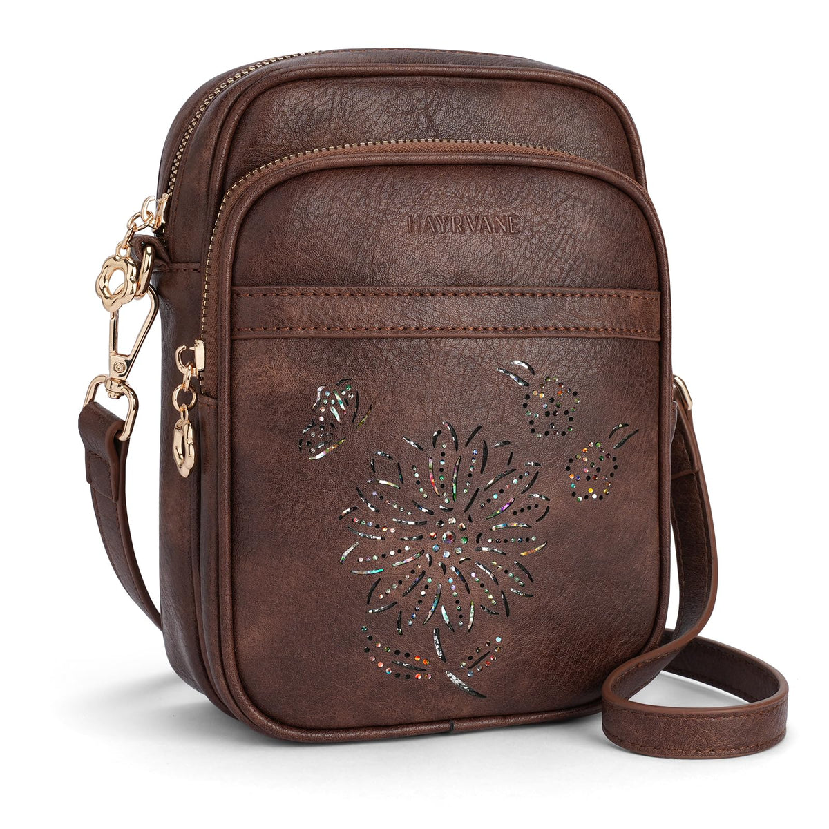 HAYRVANE Small Crossbody Bags for Women, RFID Phone Purse with Card Slots, Triple Compartments Lightweight Shoulder Bag