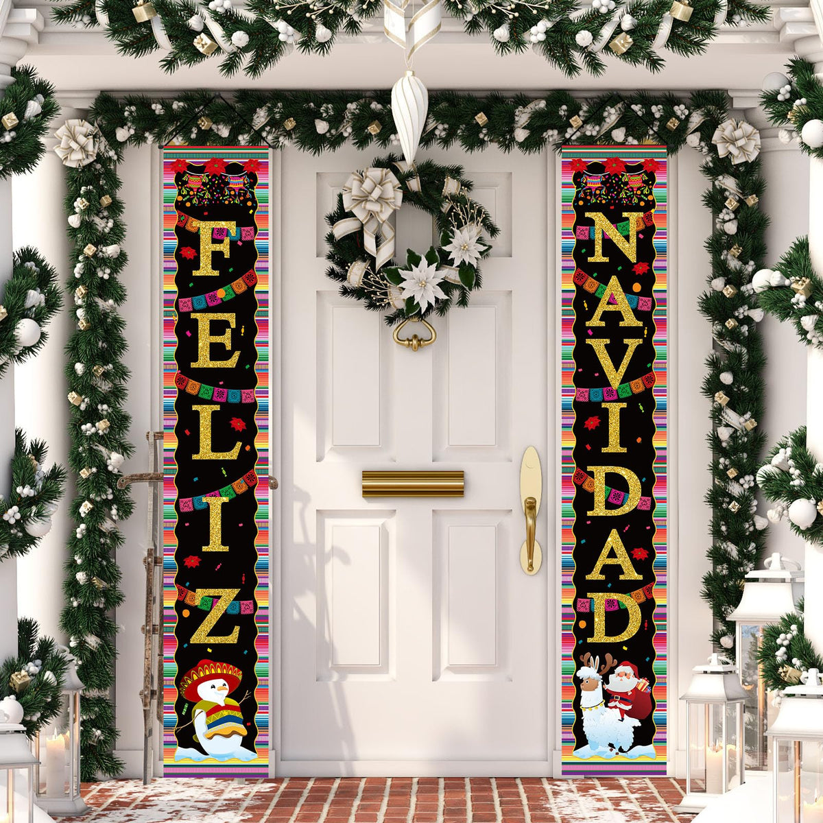 Feliz Navidad Decorations Mexican Christmas Porch Banner Feliz Navidad Welcome Sign Mexican Christmas Decorations and Supplies for Home Party