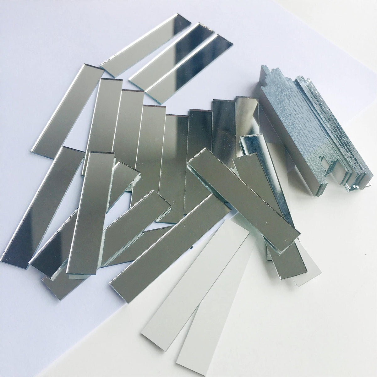 100 Pcs 1/2 x 2’’Rectangle Glass Mirror Mosaic Tiles for Craft Work, Disco Ball Mirror, Home Decor (1/2 x 2'')