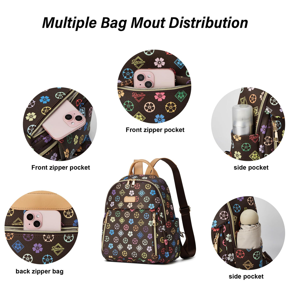 Makes Mini Backpack for Women, Stylish Daypack Purse Handbag Small Casual Daily Travel Bag, Lady Girls Gifts for Work School, 2pcs Sets