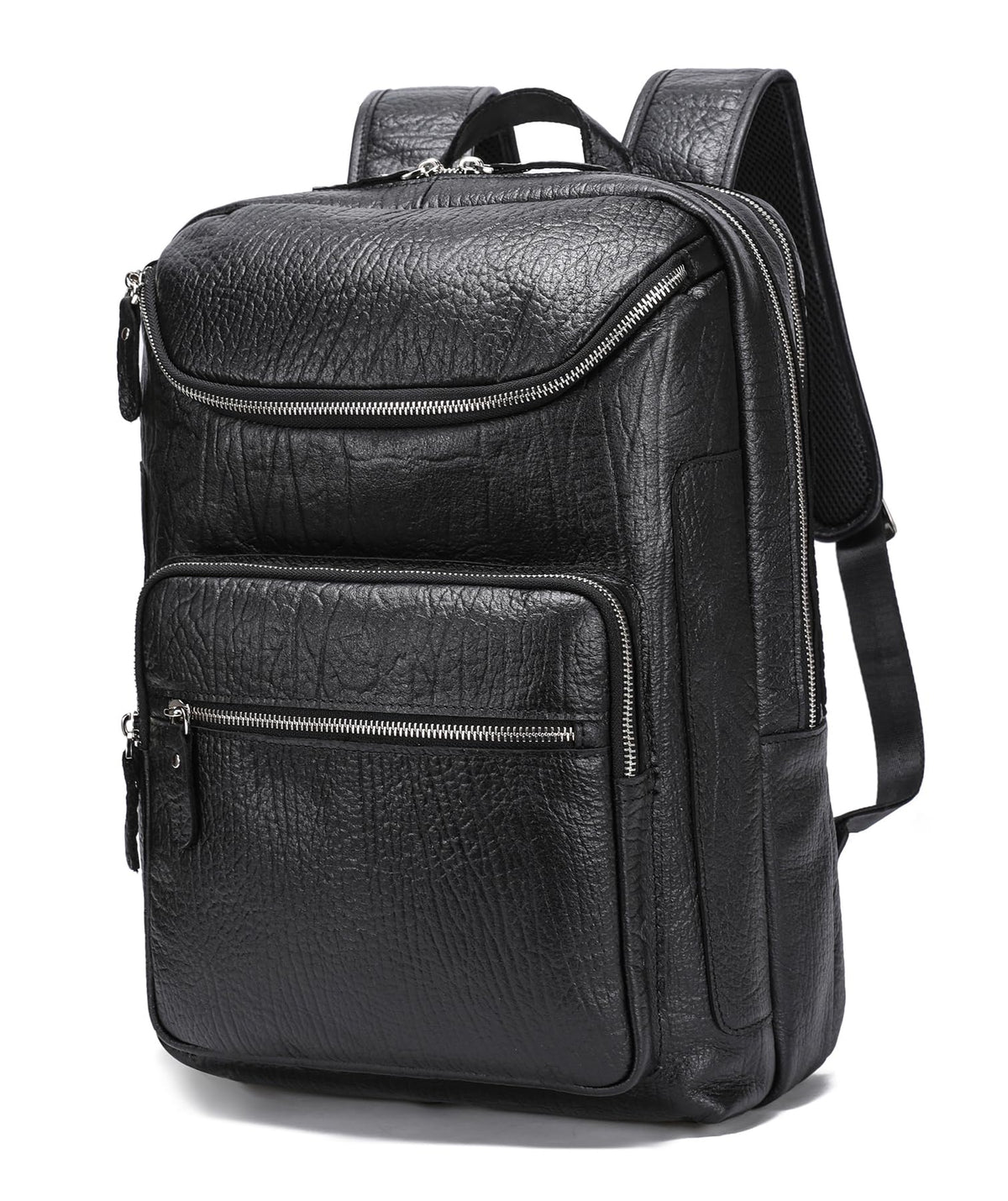 LANNSYNE Full Grain Leather Backpack For Men, 15.6" Leather Laptop Backpack Hiking Travel Bag Camping Rucksack