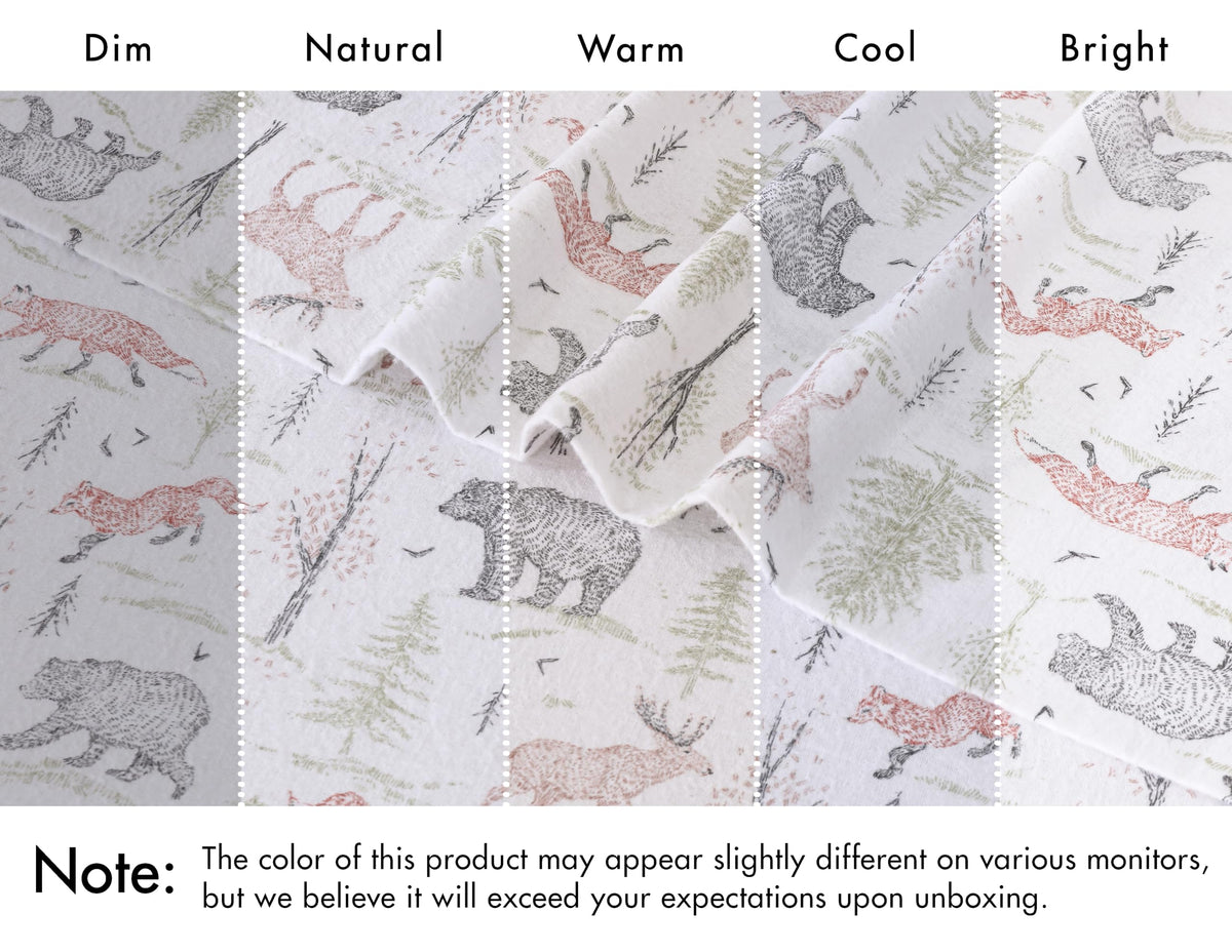 RUVANTI Flannel Sheets Queen Size - 100% Cotton Double Brushed Bed Sheets, Deep Pockets 16 Inches Queen Sheet Set, All Seasons Breathable & Extra Soft - Warm & Cozy, 4 Piece, Wildwood Tapestry