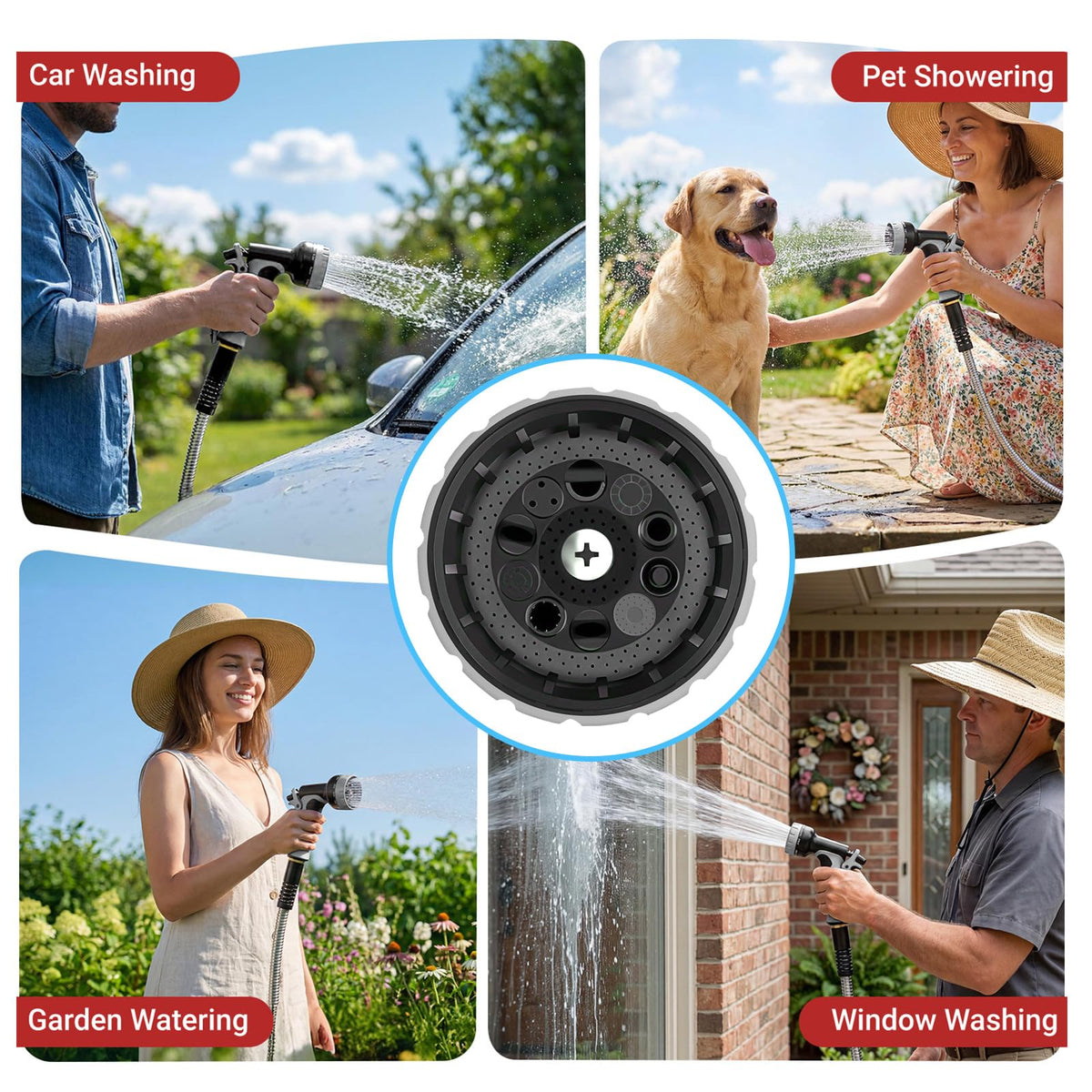 Lefree 100ft Metal Garden Hose - Heavy Duty 304 Stainless Steel Flexible Water Hose, No Kinks & Leak-Proof with Upgraded Handle, 10-Function Spray Nozzle & 4 Spare Gaskets for Yard, RV, Pet Bath