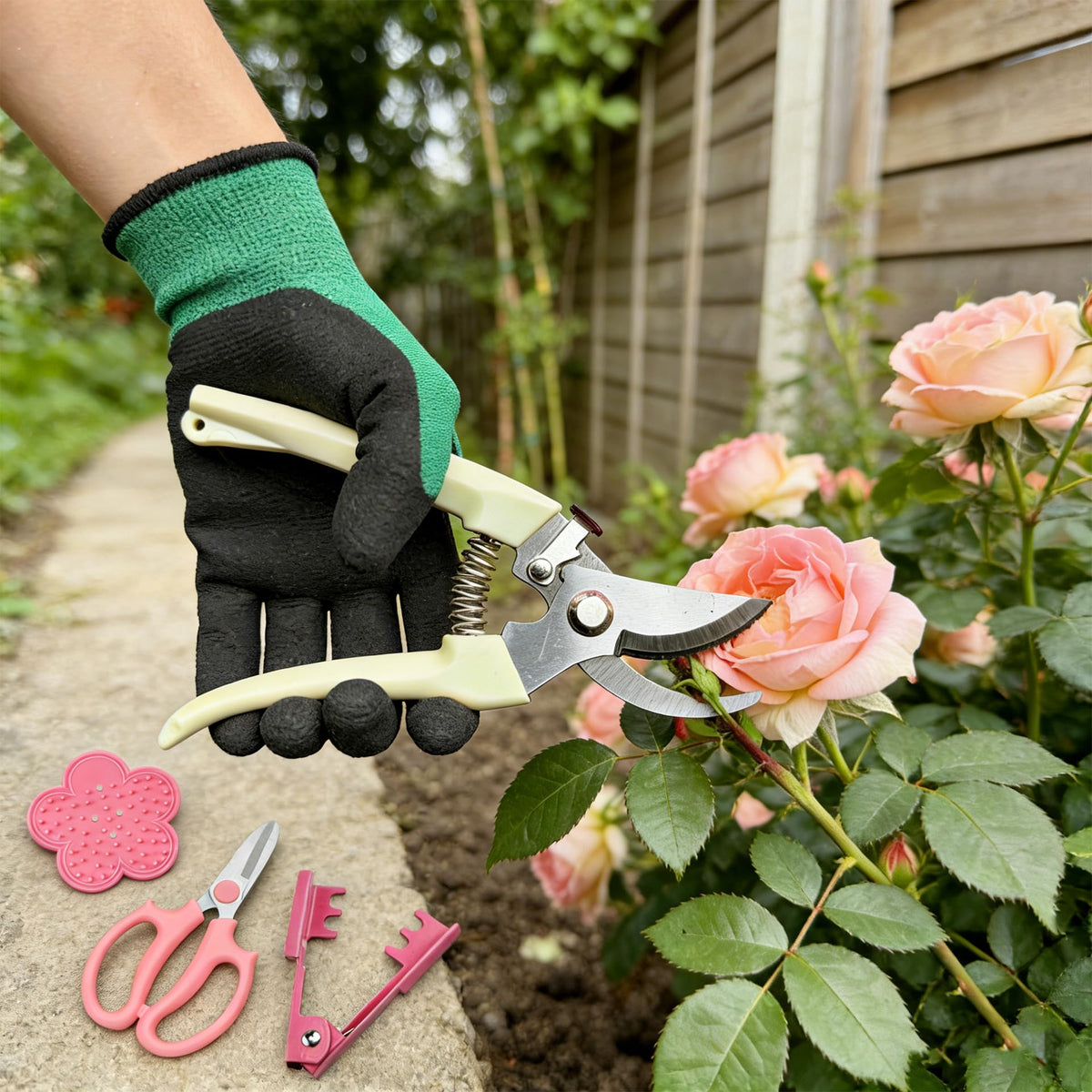 Floral Tool Kit, Rose Thorn Stripper Tool Garden Pruning Shears Scissors Kit, Glove for Floral Making Supplies,Use for Florist Supplies