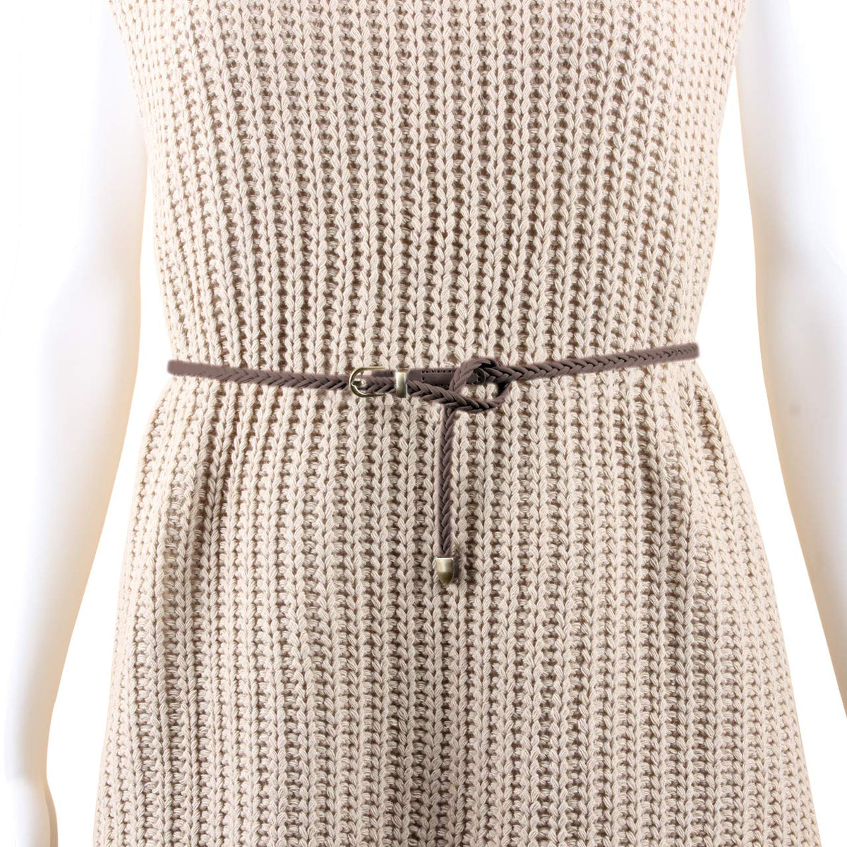Ayliss Braided Belt Women PU Leather Waist Belt Skinny Woven Belt for Dress Jeans Valentine's Days Gift (White+Khaki+Brown)