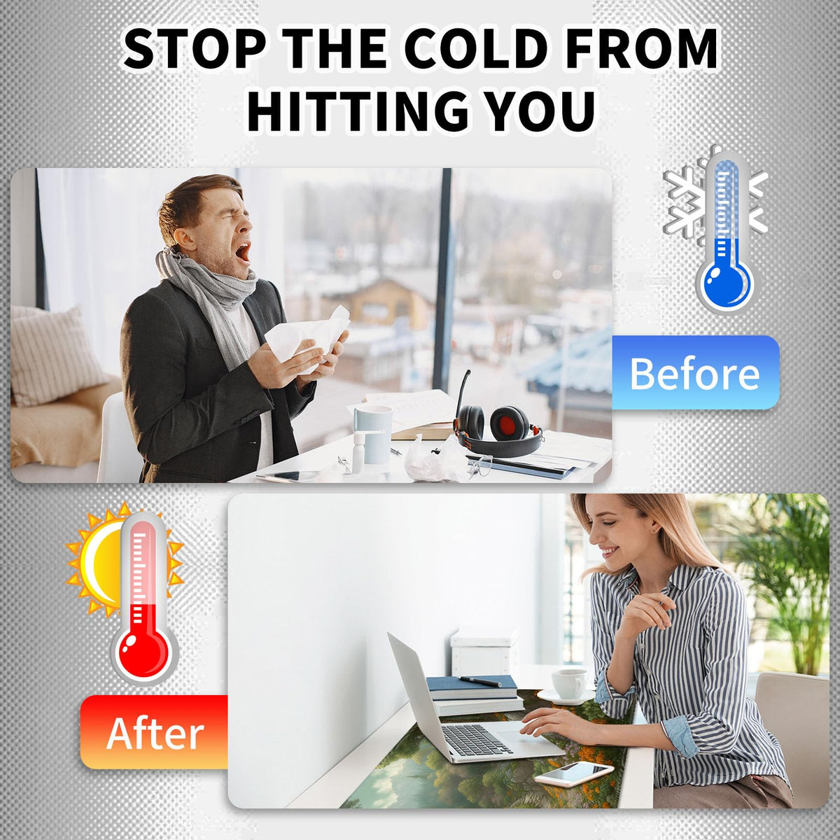 Heated Mouse Pad Hand Warmer, Warm Desk Pad Mousepad Desk Mat with 3 Levels Heating and 3 Hours Auto Shut Down 31.5 x 13 inch PU Leather Warmer Keyboard Mat for Gaming Laptop Office Home, Forest Art