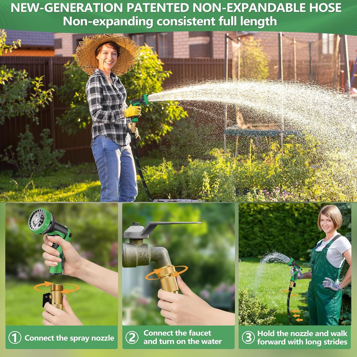 25 ft Garden Hose, Flexible Ultra Lightweight Durable Garden Hose, Kink-Free Water Hose with 10 Function Sprayer - Non-Shrinking Garden Hoses, Easy to Store,All-Weather, Car Washing Pipe Garden Hoses