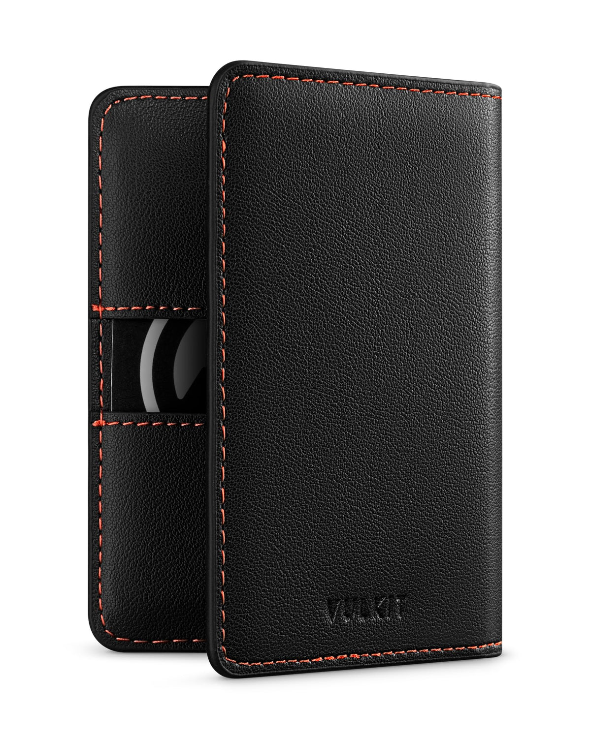 VULKIT Leather Slim Bifold Credit Card Holder for Max 8 Cards, Black