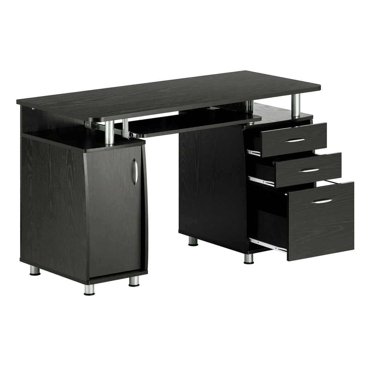 Techni Mobili 48'' W Computer Desk with File Cabinet and Drawers, Storage Cabinet with Removable Shelf and Ventilation for CPU, Home Office Desk or Computer Workstation with Keyboard Tray, Espresso