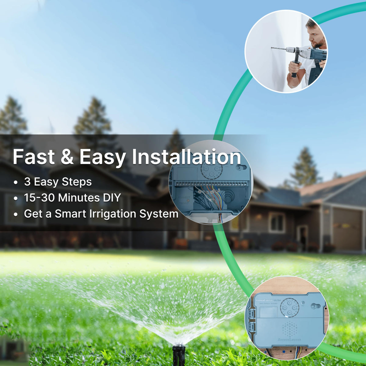 Indoor/Outdoor Smart Sprinkler Controller, ET Automatic Watering Irrigation Controller,2.4GHz WiFi, Ultra Water Saving via Rain/Freeze/Wind/Saturation Skip, App Remote Control & Fault Alerts