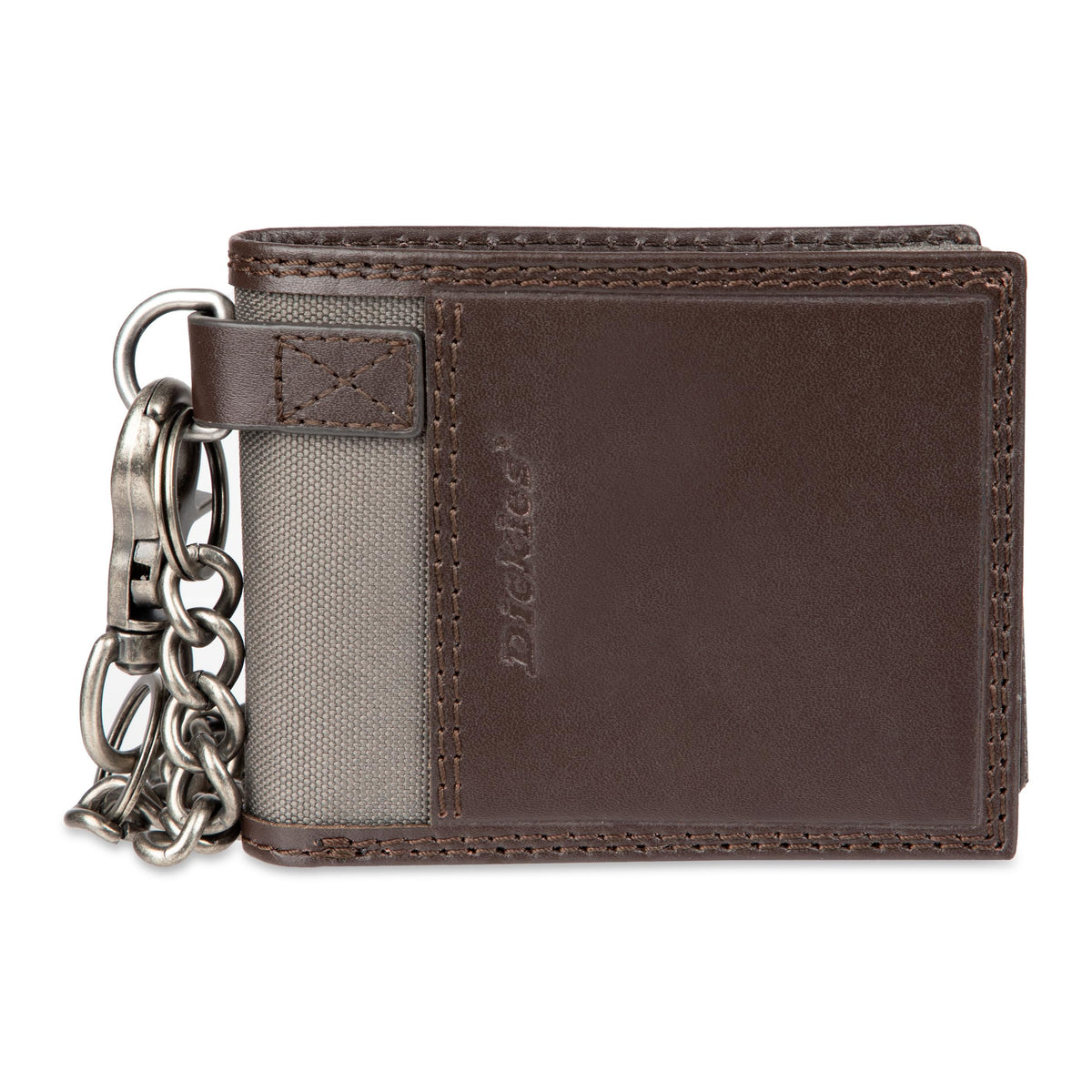 Dickies Men's RFID Everyday Leather Bifold Chain Wallet, Brown, One Size