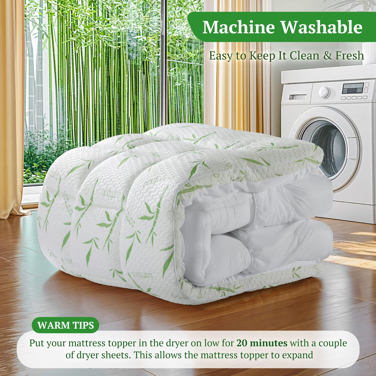 LIANLAM Mattress Topper King Size - 1500GSM 3D+7D Down Alternative Fill 3 in Pillow Top Mattress Pad, Viscose Made from Bamboo Cover, Extra Firm for Back Pain, 6"-18" Deep Pocket (78"x80")