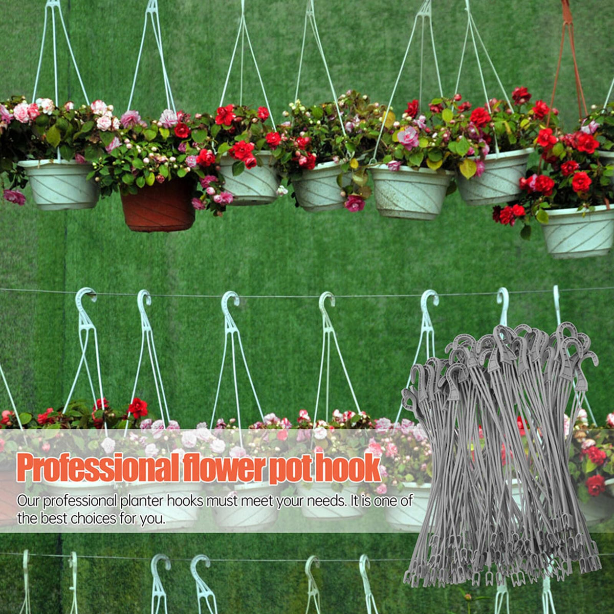 DOITOOL 30 Pcs Plastic Hanging Basket Hooks, Triple Hook Replacement Chains for Plant Hanger Flower Pot Holder Outdoor Indoor Porch Garden Bird Feeder Lantern Accessories