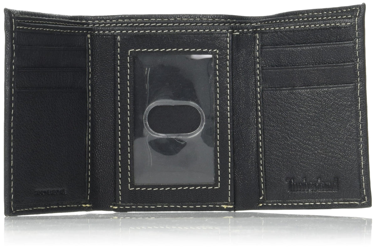 Timberland Men's Genuine Leather Rfid Blocking Trifold Wallet, Black, One Size