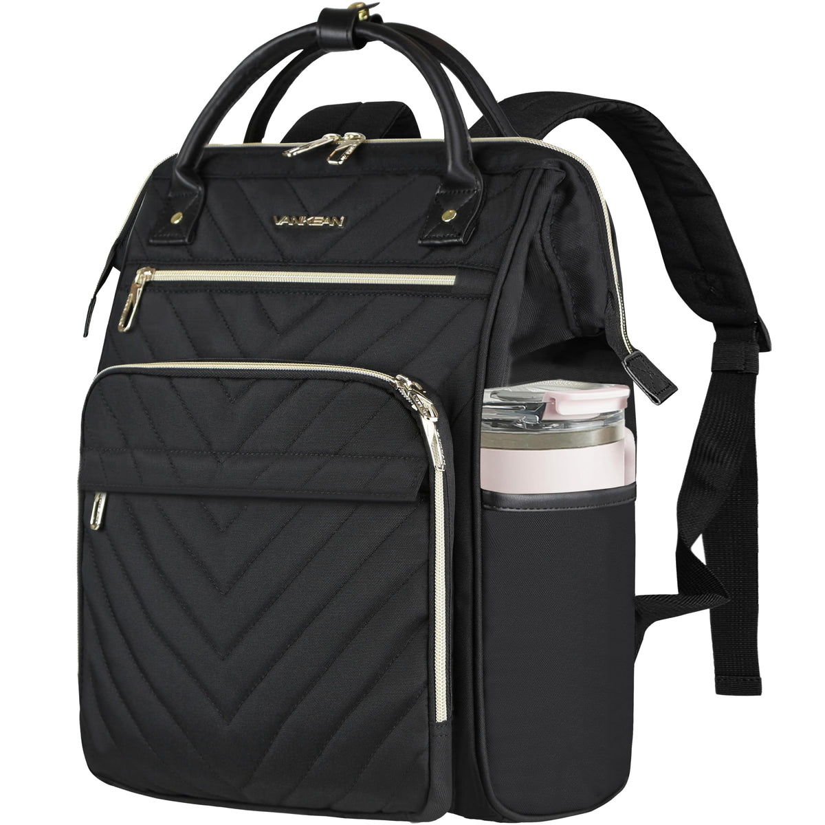 VANKEAN 17 Inch Laptop Backpack for Women Fashion Computer Work Bag, Large Capacity Waterproof Backpack, College Daypack Business Travel, Black