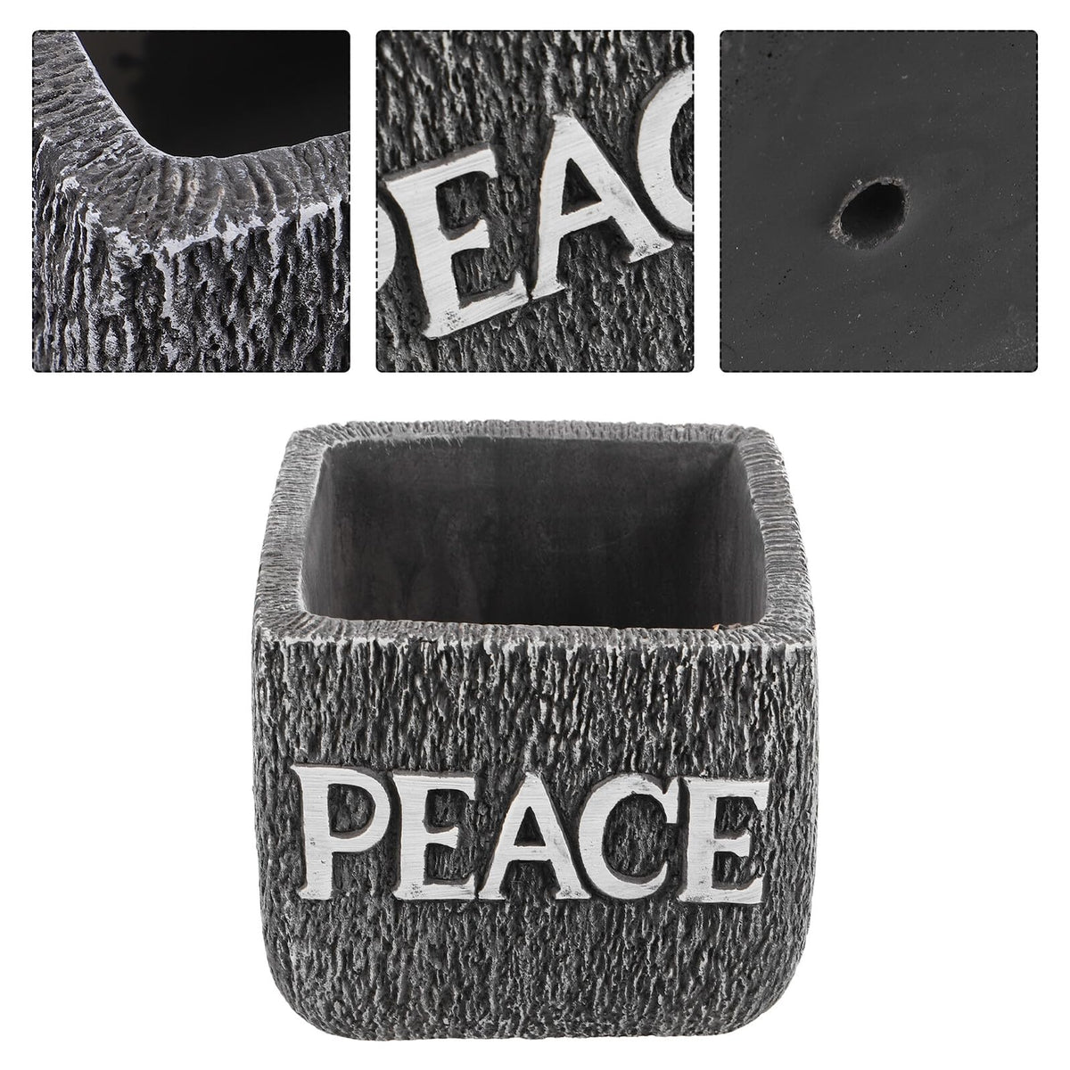 Kisangel Cement Succulent Planter Pot for Indoor Plants, Rustic Concrete Desktop Flower Pot with Dark Grey Finish, Decorative Garden Container Suitable for Office and Home Use