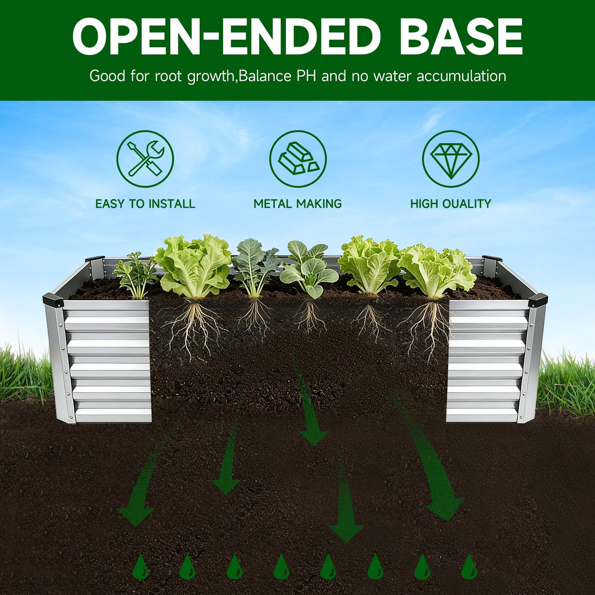 ONAIL Small Raised Garden Bed Kit, 8x4x1ft Galvanized Steel Metal Planter Box for Vegetables, Outdoor Sturdy Deep Root Gardening Frame with Easy Assembly, No Bottom, No Rot