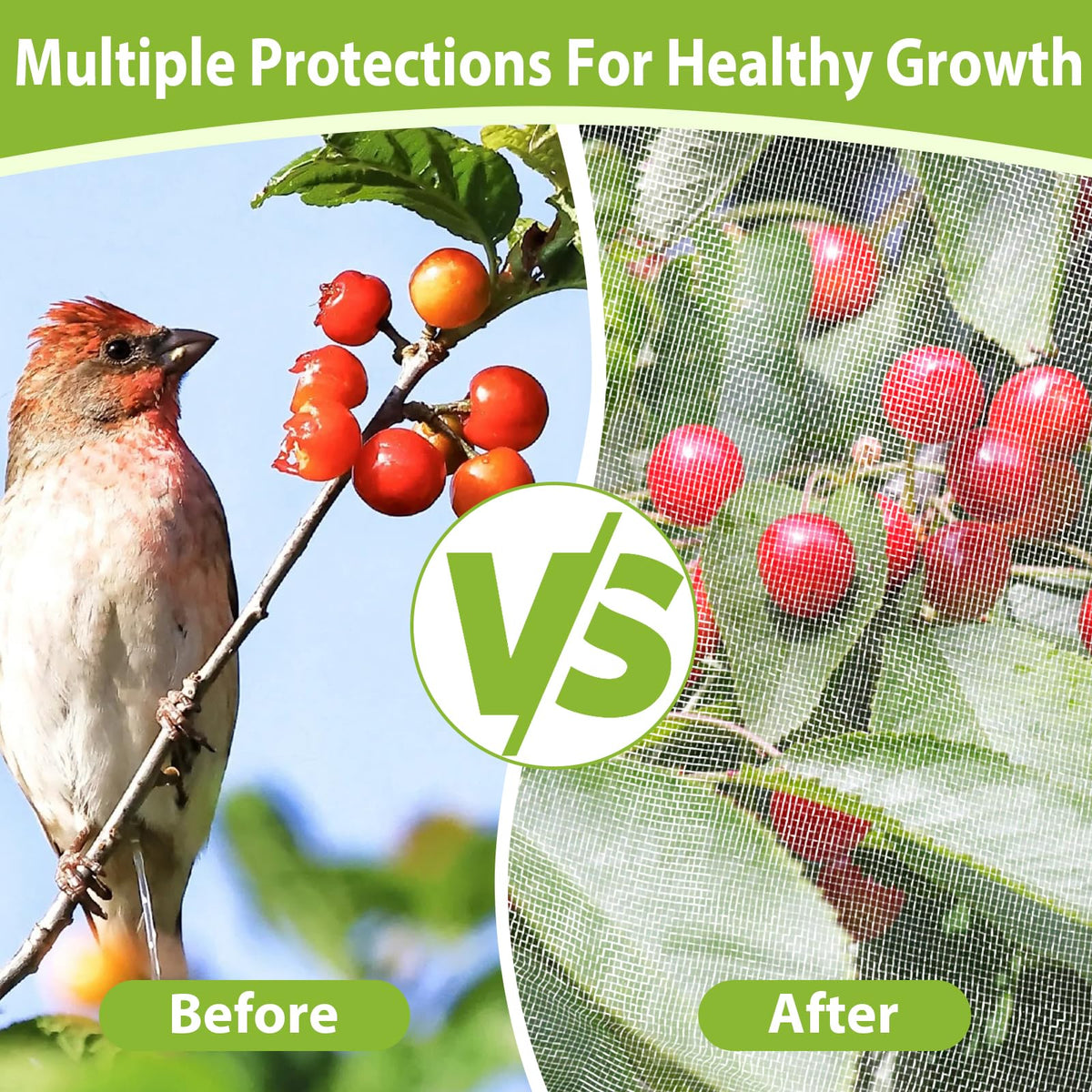 2PCS Fruit Tree Netting with Drawstring and Zipper, 6 * 6FT Garden Netting for Garden Protection, Insect Bird Netting for Fruit Trees, Protection from Anti Birds, Bugs,Cicadas, Insects