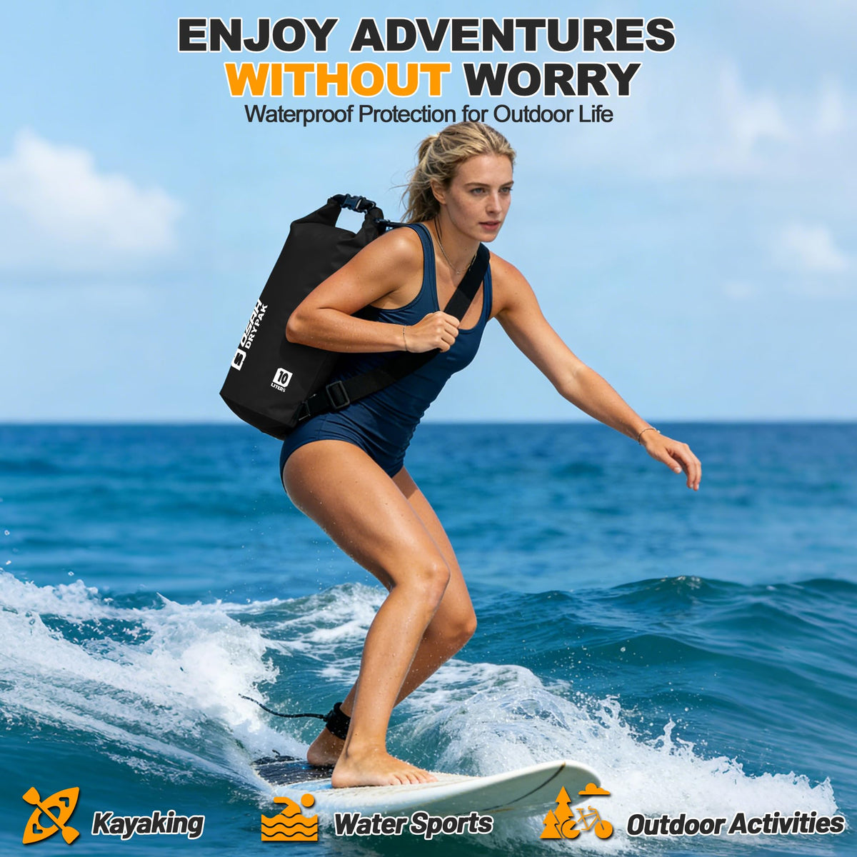 Waterproof Dry Bag, 5L/10L/20L/30L/40L Roll Top Lightweight Storage Backpack with Phone Case for Women & Men, Floating Waterproof Sack for Travel, Swimming, Kayaking, Paddle Board, Camping & Beach