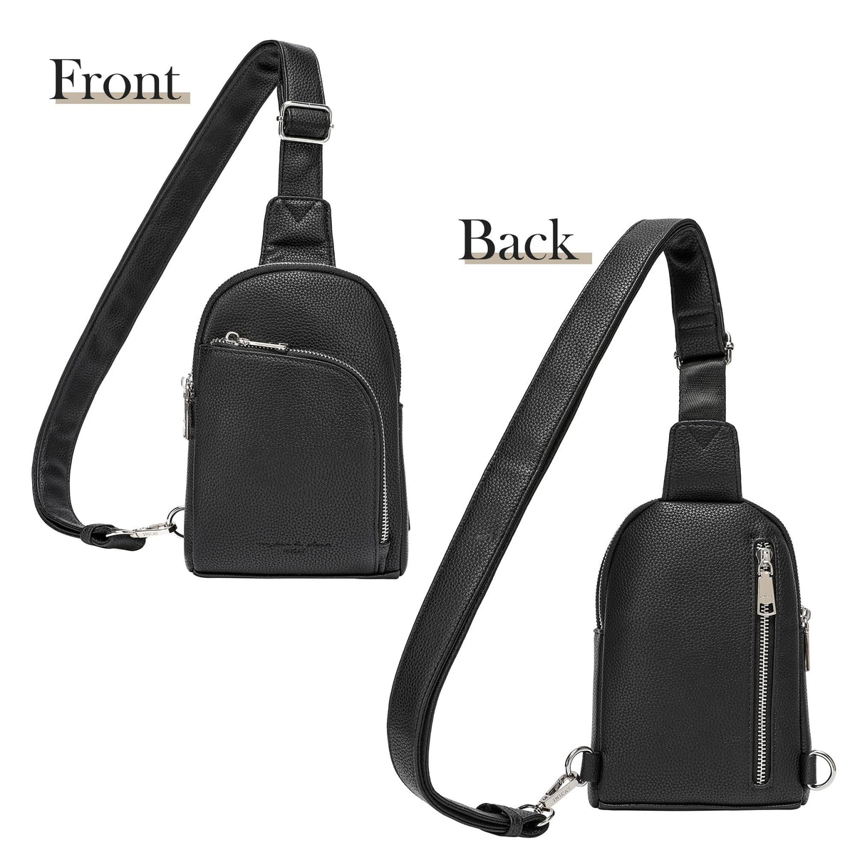 INICAT RFID Blocking Sling Bag, Anti Theft Crossbody Bag for Women Compact Travel Purses Vegan Leather (Black)
