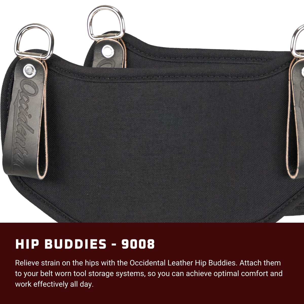 Occidental Leather Hip Buddies, Black - Accepts Any Bag Up to 7.5" Wide - Made in USA
