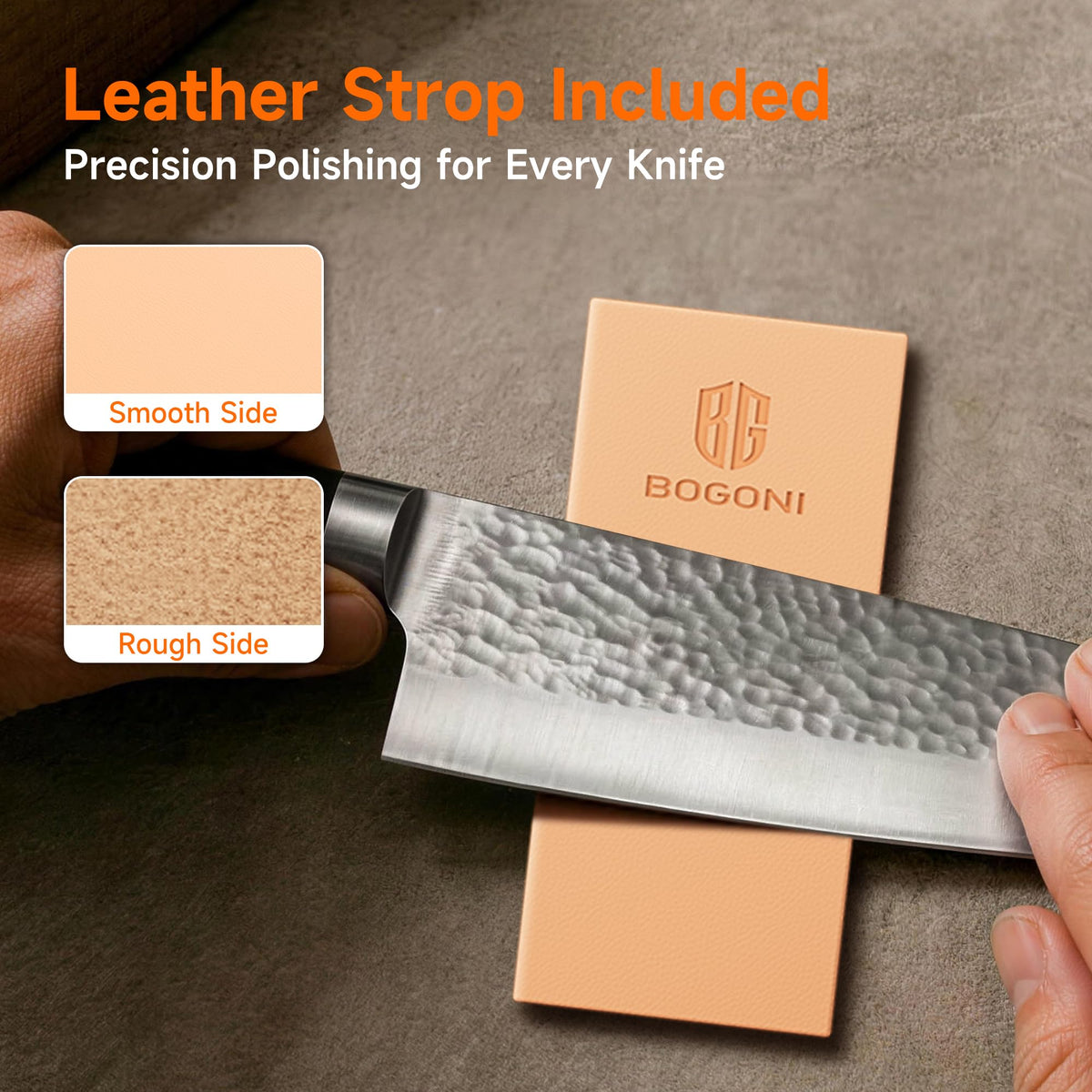 BOGONI Rolling Knife Sharpener, Diamond & Ceramic Disc, 15° & 20° Magnetic Angle, Fast & Safe for Any Hardness, Sharpening Kit for Kitchen & Pocket Knives, Razor-Sharp Edge, Leather Strop, Classic Kit
