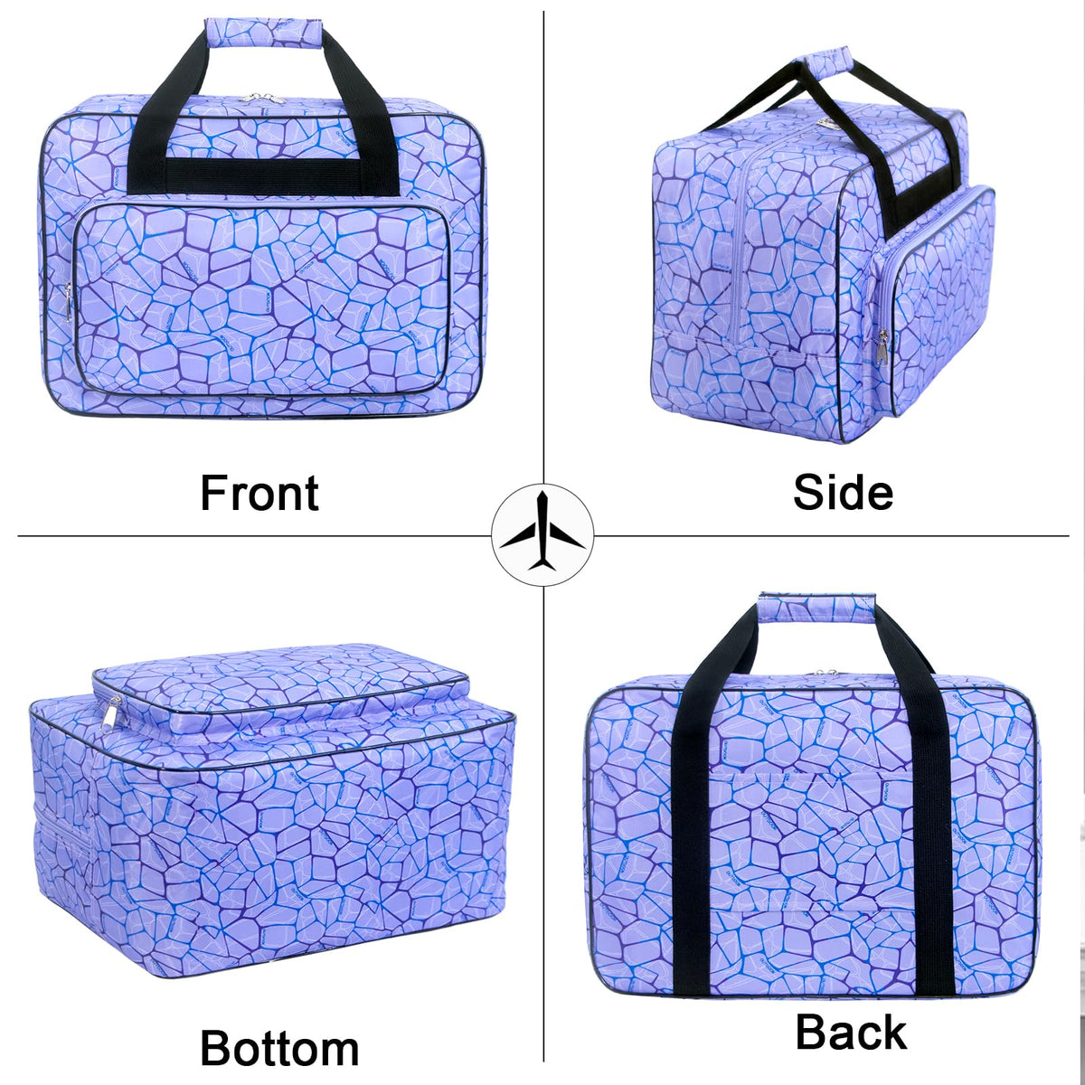 Haroranax Sewing Machine Carrying Case，Sewing Machine Carrying Case Tote Bag，Universal Tote Storage Bag with Pockets and Handles, Suitable for Most Standard Singer, Janome (PURPLE)