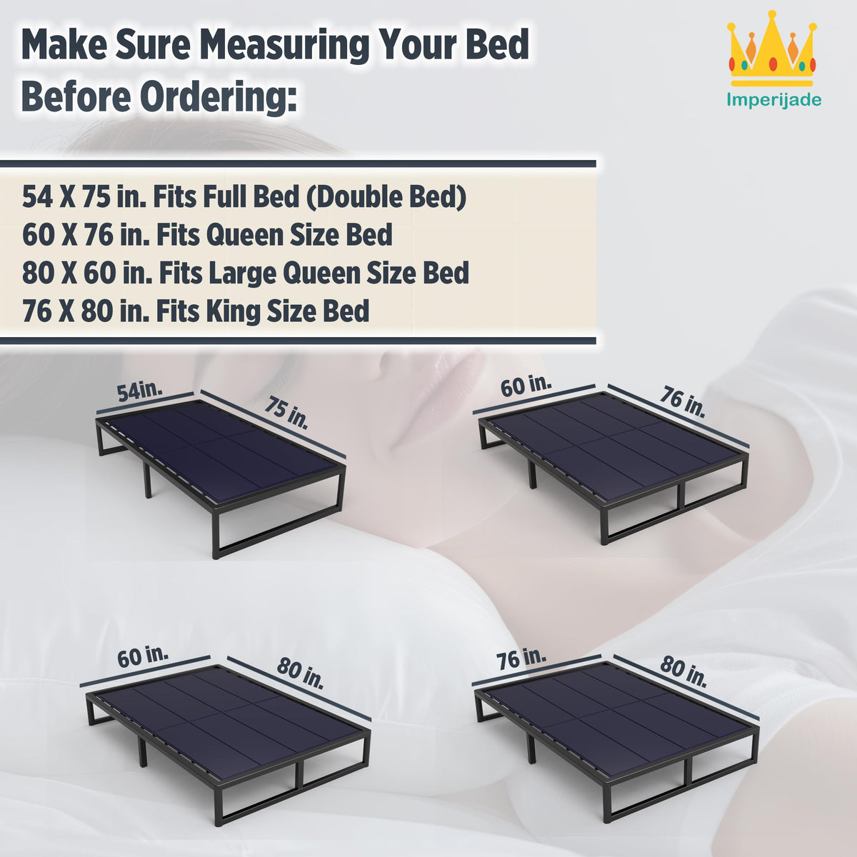 Imperijade 10mm Bunkie Board (54”x75”Full Size) Lightweight Design | Low Profile Bed Support, Breathable, Noise Minimizing, Moisture Resistant | Folding Box Support Board | Split Fully Assembled