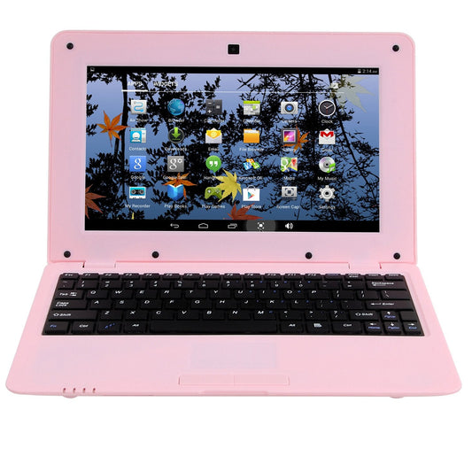 Goldengulf 2025 Version 10.1 Inch Portable 8GB Computer Laptop PC Quad Core Android 6.0 Mini Netbook Slim and Lightweight Notebook YouTube Player Flash (Pink)