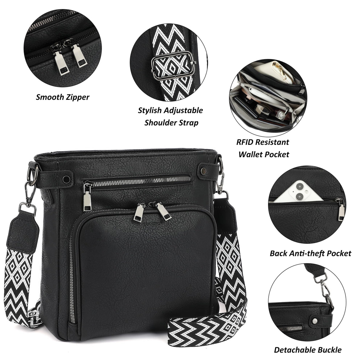 TANTOMI Crossbody Bags for Women Purses for Women Trendy Leather Shoulder Handbags Travel Purse with 6 Card Slots