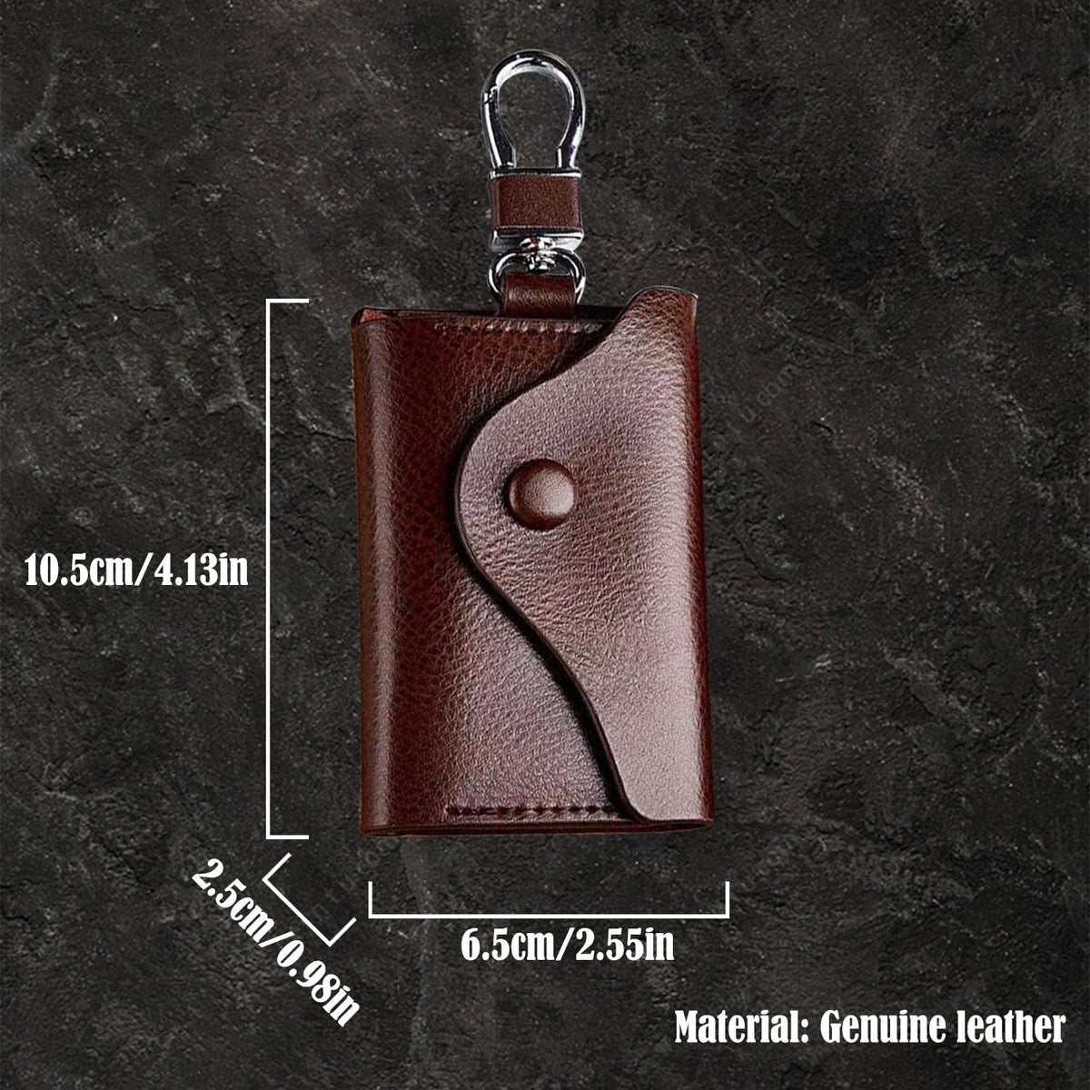 FAYZSOWSR Keys Holder, Leather Men Wrap 8 Keys Position Key Holder Genuine Leather Key Case Metal Clasp Key Case for Cards (Brown)