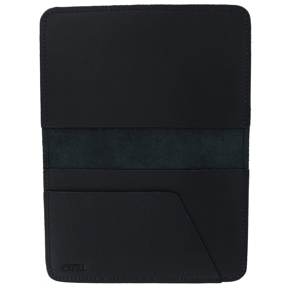 CTM Leather Top Stub Checkbook Cover Wallet, Black